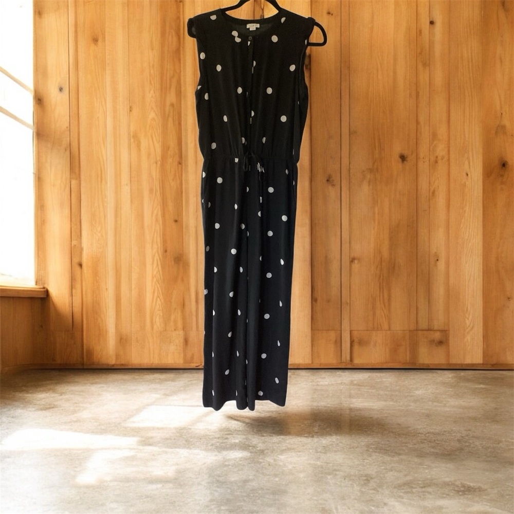 Loft black white polka dot‎ jumpsuit